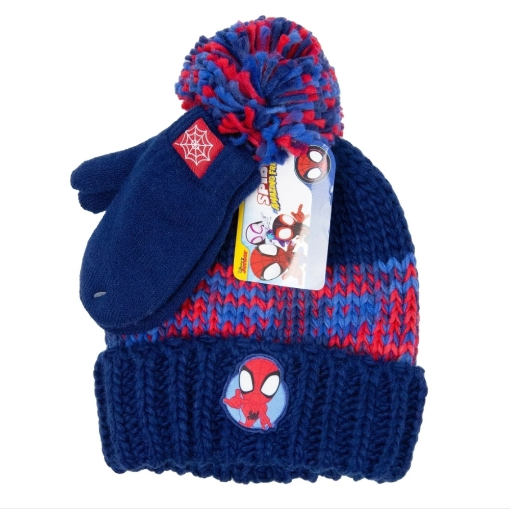 Spidey Toddler Chunky Knit Beanie and Mittens, 3-Piece Set 2T-5T